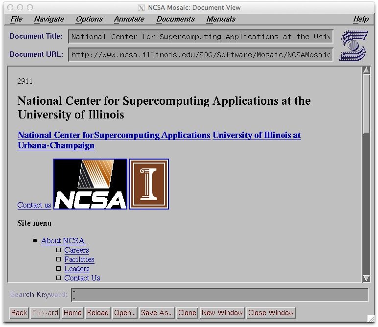 Captura de pantalla del navegador NCSA Mosaic